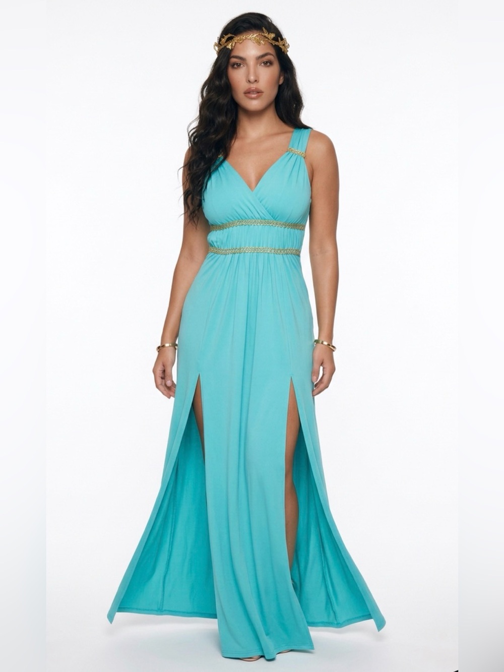 Spirit Halloween Aphrodite Women's Costume - Teal Blue Goddess Dress